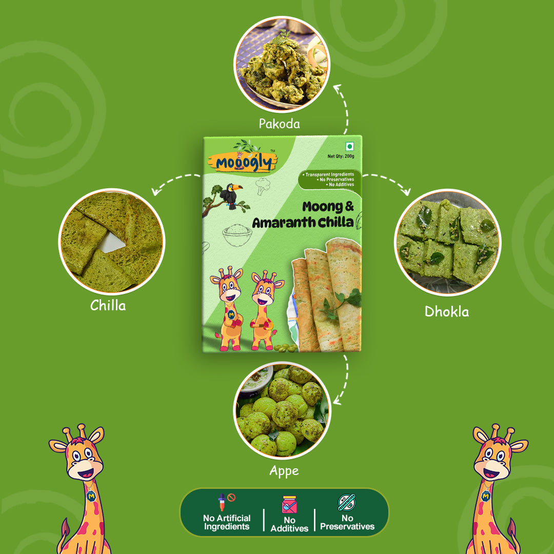 Moong and Amaranth Chilla, Protein & Antioxidant Rich