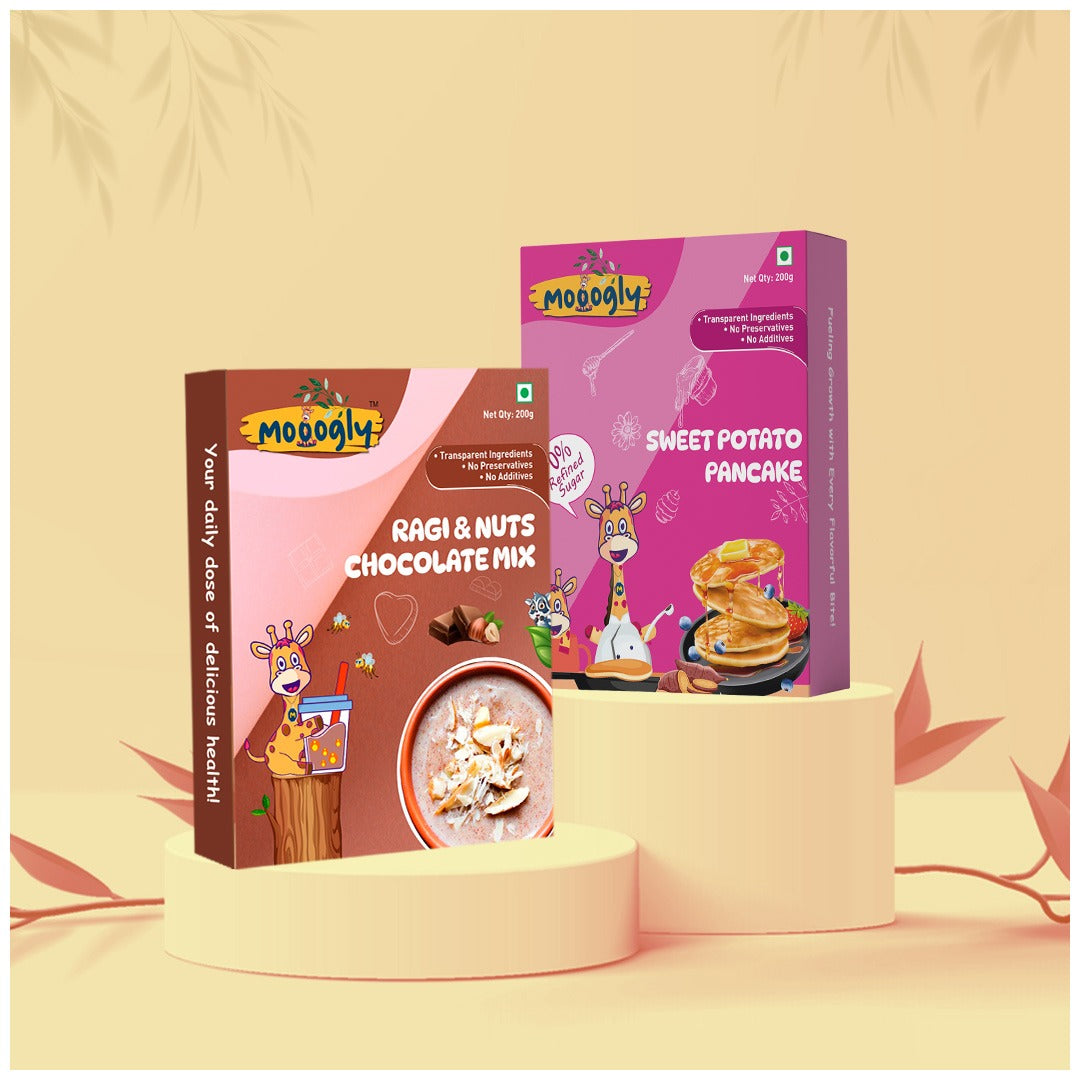 Sweet Nutri-Treat Duo Combo (Ragi & Nuts Chocolate mix, Sweet Potato Pancake)